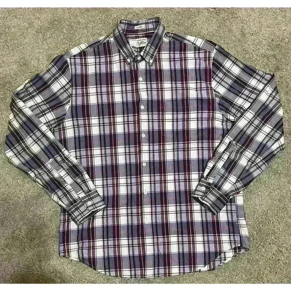 J Crew Mens Shirtings Classic fit  Button Up Shirt Plaid Size Large 100% Cotton - Picture 2 of 8